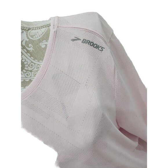 Brooks Array Pink Slit Back Long Sleeve Waffle Running Shirt NWT Women's XL - Picture 4 of 11